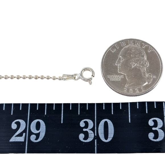 Ball Bead Chain Necklace | Italian Vintage Sterling Silver 925 | 30" - Picture 2 of 3